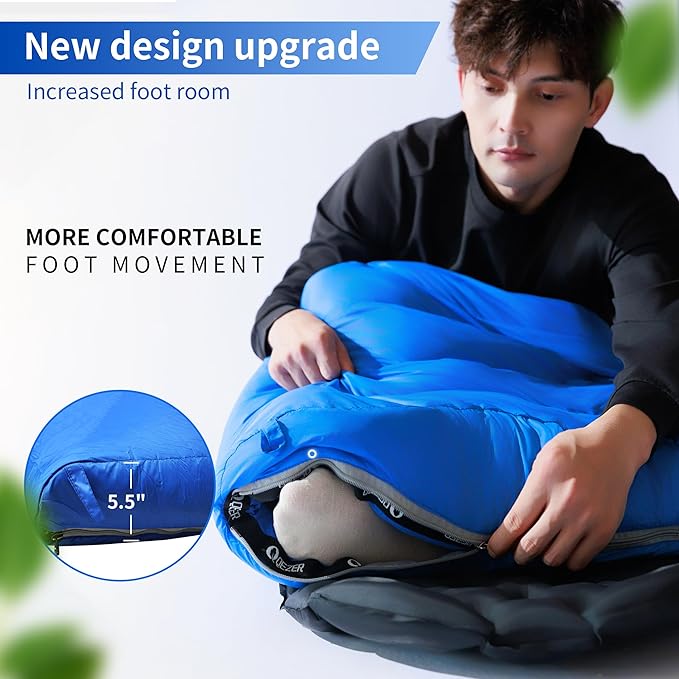 Down Sleeping Bag for Adults, 600 Fill Power, Ultralight & Compact with Compression Sack for Backpacking, Camping, Hiking