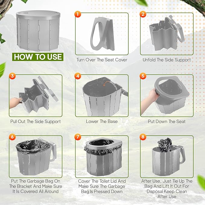 Waterproof Portable Camping Toilet Tent - Privacy Camping Bathroom Tent for Adults - Outdoor Toilet for Camping with 12 Waste Bags - Porta Potty for Camping - Camping Potty, Camp Toilet Portable
