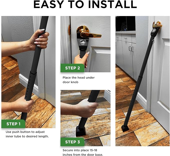 Sliding Door Security Bar, Door Jammer 2-in-1 Adjustable, Door Stoppers Security – 40 Different Adjustments, by Guard Dog Security