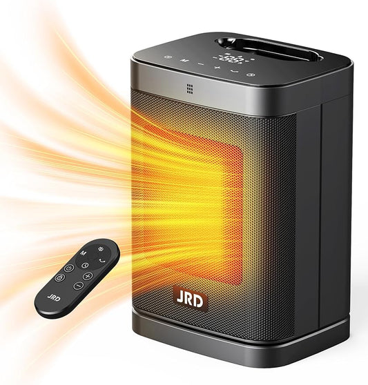 1500W PTC Space Heater Indoor with 80°Oscillation, Thermostat, 12h Timer, Fast Heat, Eco Mode, Remote, Small Quiet Safe Room Electric Heater, Portable Desk Heat for Office Bedroom Home