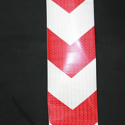 Reflective Tape Red White 6 in x 68 FT, Outdoor Waterproof Warning Stickers, Conspicuity Safety Industrial Marking Tape
