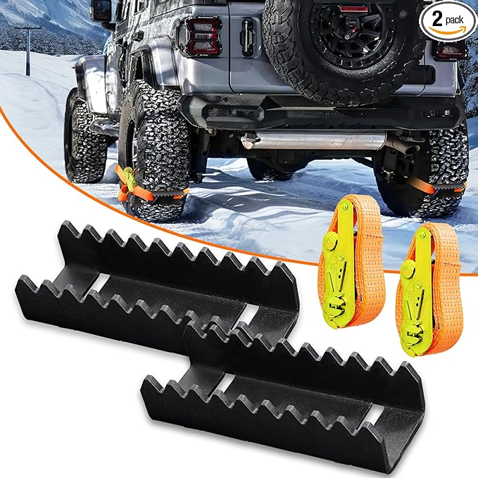 Tire Metal Gripper Traction Device Traction Straps Large for Trucks Large SUVs Anti Skid Emergency Traction Aid Straps to Get Unstuck from Snow, Mud, Ice & Sand, Fit for Jeep Wrangler JK JL Bronco