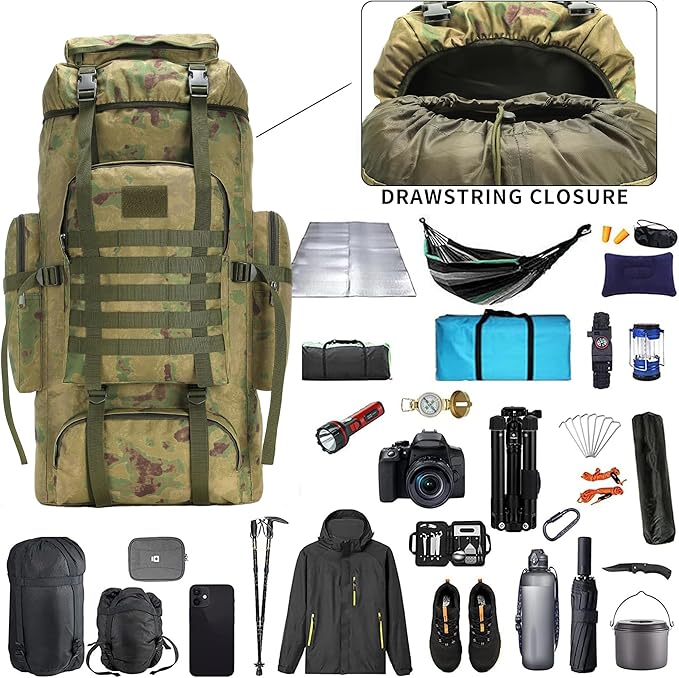 Hiking Backpack for Men 70L/100L Camping Backpack Military Rucksack Molle 3 Days Assault Pack for Climbing