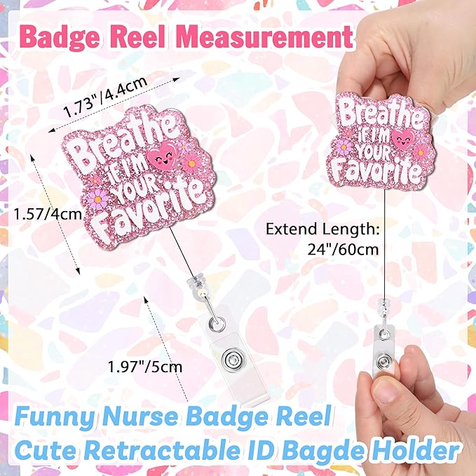 Breath If Im Your Favorite Badge Reel with Alligator Clip Funny ID Badge Holders Cute RN LPN CNA MA PCT Badge Buddy Nursing Medical Students Nurse Accessories for Work
