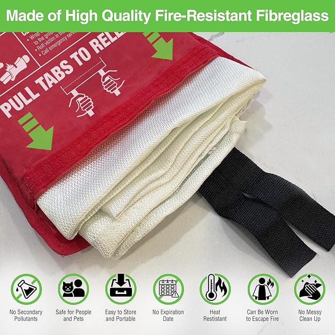 2-Pack Emergency Fire Blankets and Lithium-Ion Fire Suppression Gel - for Home, Kitchen, Grill, Camping, Car & More
