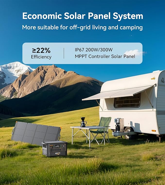 Pecron Portable Power Station F3000LFP with 3072Wh EP3000-48V Extra Battery, 3072Wh Solar Camping Generator, 3600W Solar Generator for RV, Home Use, CPAP (Total 6144Wh Generator Kit)
