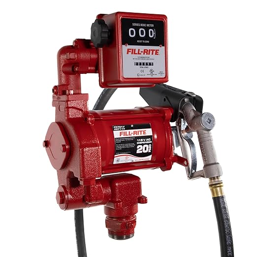 Fill-Rite FR701VL 115V 75 LPM Fuel Transfer Pump with Standard Mechanical Meter Package, Liters | For Gasoline, Diesel, Kerosene, Ethanol Blends, Methanol Blends & Biodiesel up to B20