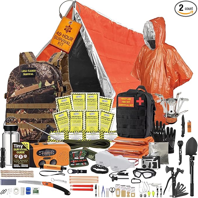 48 Hour Survival Kit - 228 Pieces Survival Gear and Supplies, 45L Go Bag Emergency Backpack, First Aid, Water Filter, Food, Tools, Tent, Camping Essentials, Emergency Preparedness - The Solo