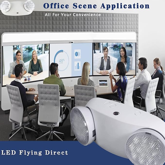 LED Emergency Lights with Battery Backup, Commercial Emergency Light, Two Adjustable LED Light Heads, UL 924 Qualified, AC120/277V, Hardwired Indoor Exit Lighting Fixtures for Business (1-Pack)