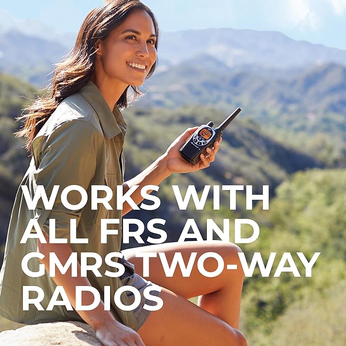 Midland GXT1000AZ GMRS Two-Way Radio (50-Channel, Long Range, 142 Privacy Codes, SOS, NOAA, Rechargeable Nickle Battery, Black/Silver, Single Pack)