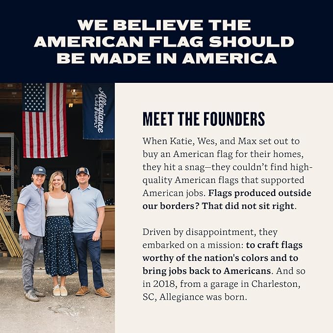 Allegiance Flag Supply Pre-Assembled American Flag Set | American-Sourced Nylon Fabric, Embroidered Stars, Hand-Stitched | Proudly Made in USA (3' x 5')