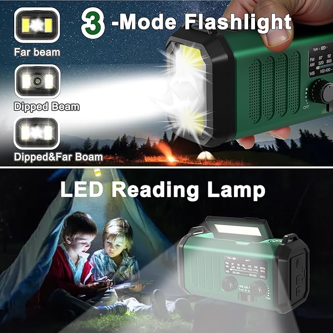 Gifts for Men Dad Husband - Christmas Stocking Stuffers, Emergency Hand Crank NOAA Weather Radio with Solar Charging 20000mAh Battery Built-in Flashlight, Reading Light & SOS Alarm