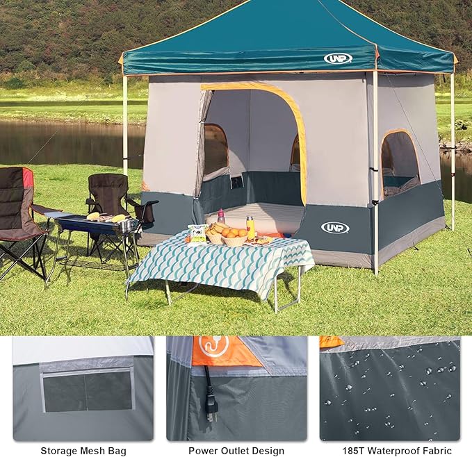 UNP Camping Canopy Tent - Inner Tent for 10' x 10' Pop Up Canopy, Simple Installation, Fully Vented Roof, Enclosed Canopy Space, Gray (Frame NOT Included)