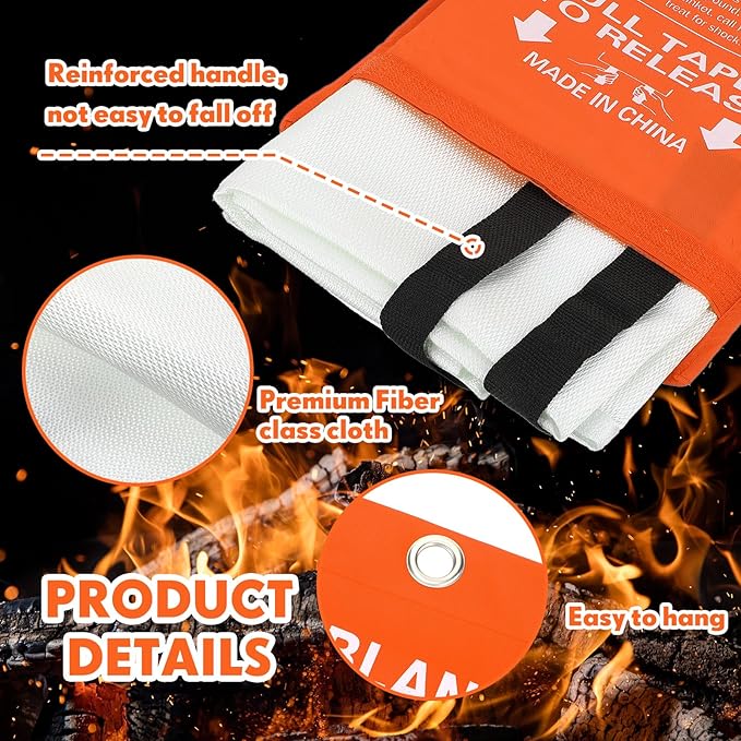 Macarrie 20 Pack Fire Blankets 39” x 39” Fire Blanket Emergency for Home and Kitchen Extinguisher Blankets Fiberglass Suppression Blanket Safety Fireproof Survival for Car Office Warehouse (Orange)