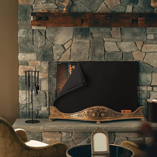 FLASLD Magnetic Fireplace Blanket for Heat Loss, Indoor Fireplace Covers Keep Drafts Out Stops Heat Loss, Fireplace Draft Stopper with Built-in Magnet for Iron Fireplace Frame (36" W x 30" H)