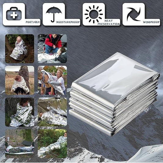 Emergency Foil Thermal Blanket (Pack of 100), 210 x 160 cm (82" x 63") Emergency shelter Survival Reflective Blankets Perfect for Outdoors, Hiking, Survival, Marathons or First Aid