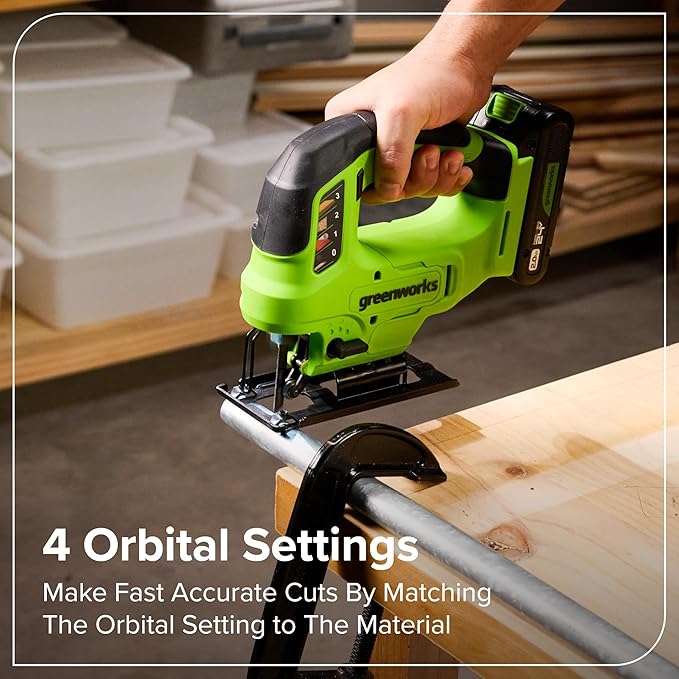 GREENWORKS 24V (8-TOOL) Combo (Drill, Impact Driver, Circular Saw, Reciprocating Saw, Jigsaw, Multi-Tool, Sander, Flashlight), 4.0Ah + (2) 2.0Ah (Power Bank) Batteries, (2) Cables, 65W Rapid Charger