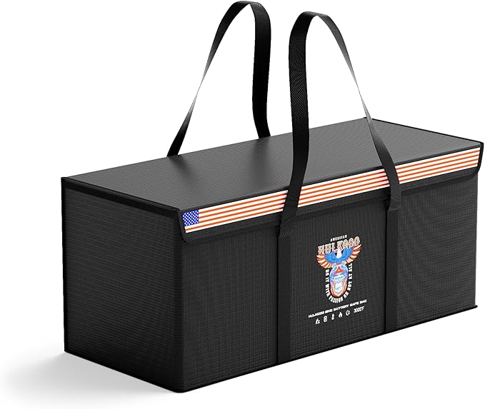 12V 200Ah LiFePO4 Lithium Battery Fireproof Safe Bag Large Capacity Explosion-Proof Container LiPO Guard Protective Case Waterproof Storage Box(22 * 9 * 9.4 inch)