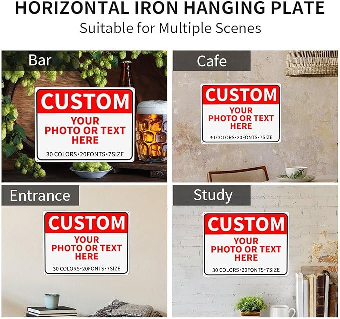 Custom Metal Signs - Personalized Signs for Business, Office, Home, Delivery, Road, Garden, Hazard, Parking, Decorative, 16''x12''