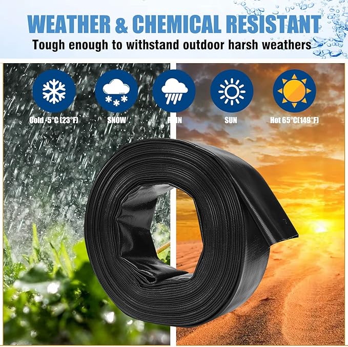 Eastrans 1-1/2in x 50 FT Pool Backwash Hose with 2 Hose Clamps,Extra Heavy Duty Discharge Hose,Drain and Filter Pump for Swimming Pool,Wall Thickness 1.2mm,Super wear-resistant,weather blast