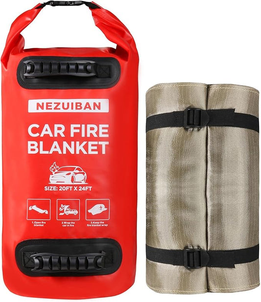 NEZUIBAN Car Fire Blanket Large Emergency Fire Blanket for Electric/Gasoline Vehicle Accidents (20x24 ft)