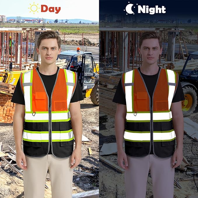 BeautyWill Custom Logo Safety Vest Class 2 High Visibility Reflective Vest for Men - Personalized Logo Team Vest
