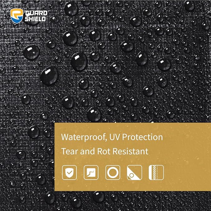 GUARD SHIELD Heavy Duty Tarp 12x16 Feet Black Tarp Large Outdoor Tarps Waterproof with Grommets Cover 12mil
