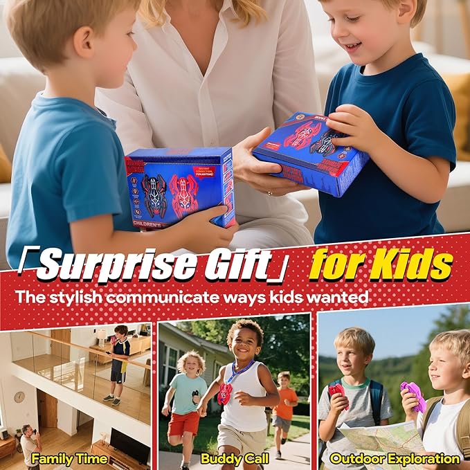 Vvinca Cool Walkie Talkies for Kids- Spider Toys for 3 4 5 6 7 8 9 10 Boys Kids Walkie Talkies 2 Pack Superhero Toys Outdoor Game Camping Travel Christmas Stocking Birthday Gifts