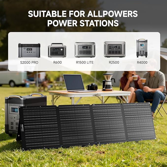 ALLPOWERS SOLAX SE200 200W Portable Folding Solar Panel,High-Efficiency 23%-25% Monocrystalline Solar Charger for Solar Generator,Camping&RV,41.6V Voltage,IP68 Waterproof