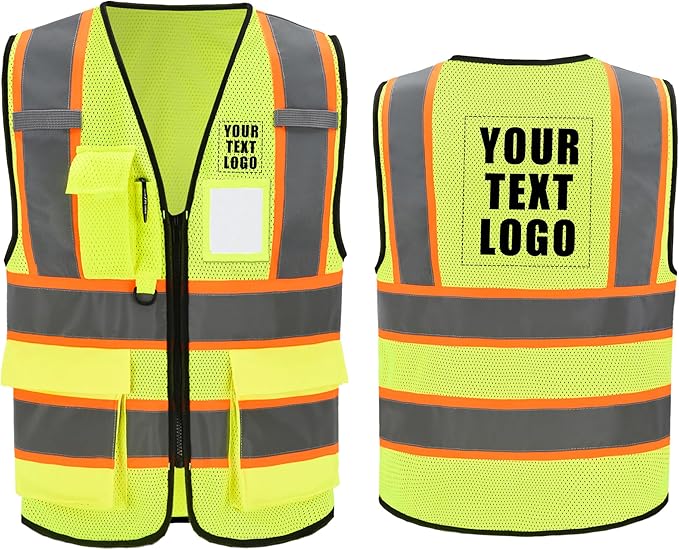 A-SAFETY Mesh High Vis Vest Lightweight Reflective Construction Vest with Pockets Safety Vest for Men/Women