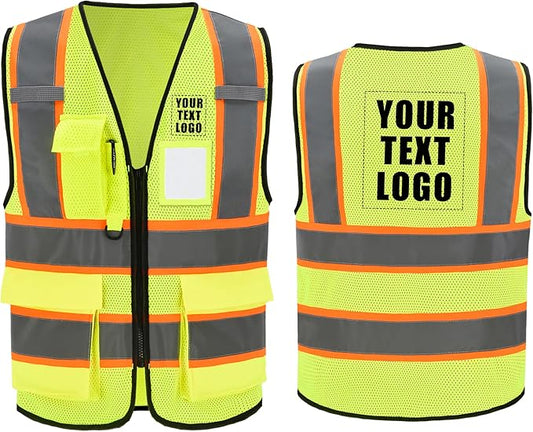 A-SAFETY Mesh High Vis Vest Lightweight Reflective Construction Vest with Pockets Safety Vest for Men/Women