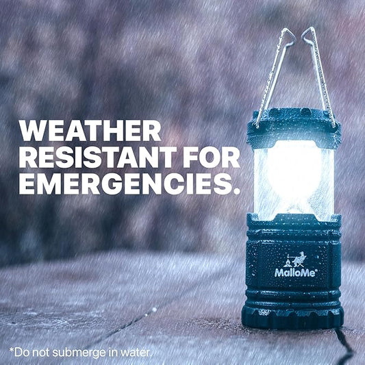MalloMe Camping Lantern Multicolor 8 Pack Lanterns for Power Outages, Camping Lights for Tent Hanging, Camp Light Tent Lamp Emergency Battery Powered LED Lantern (Rechargeable Batteries Not Included)