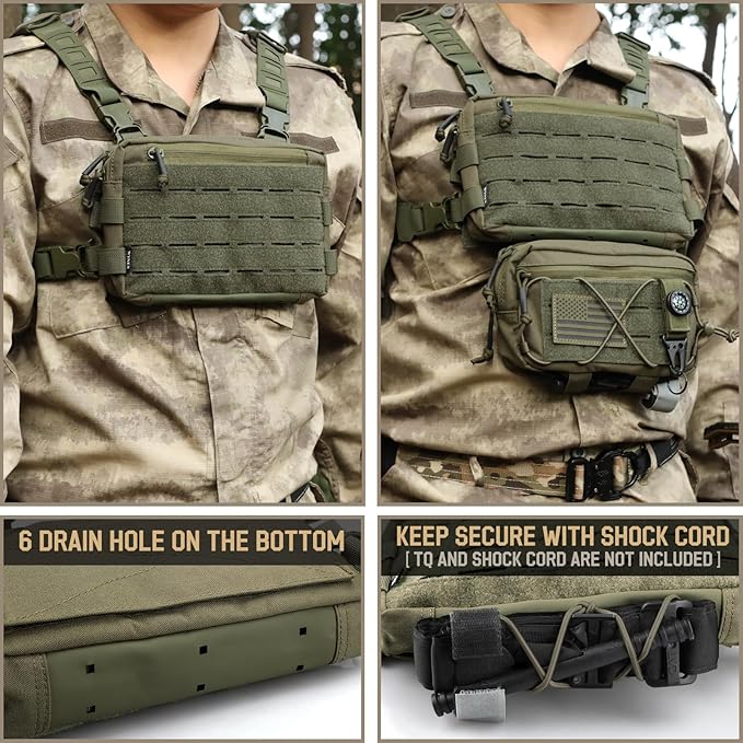 WYNEX Tactical Chest Rig Pack for Men, Running Chest Bag with Front Loop Recon Chest Rigs for Hunting Outdoor EDC