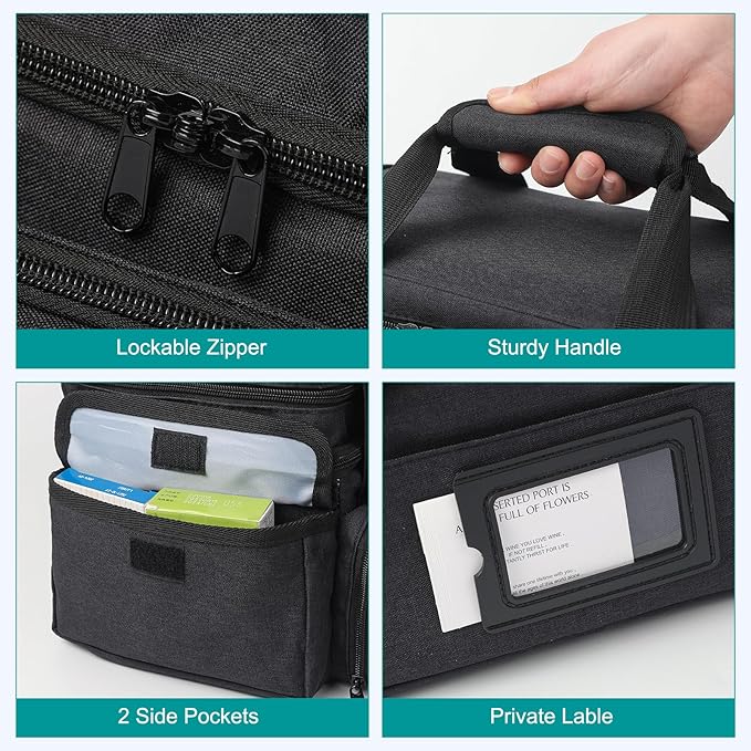 Medicine Organizer with Adjustable Divider, Double-Layer Medicine Bottle organizer Storage, Portable Home Health First Aid Bag, Medicine Organizer Box for Emergency Medications (Bag Only)