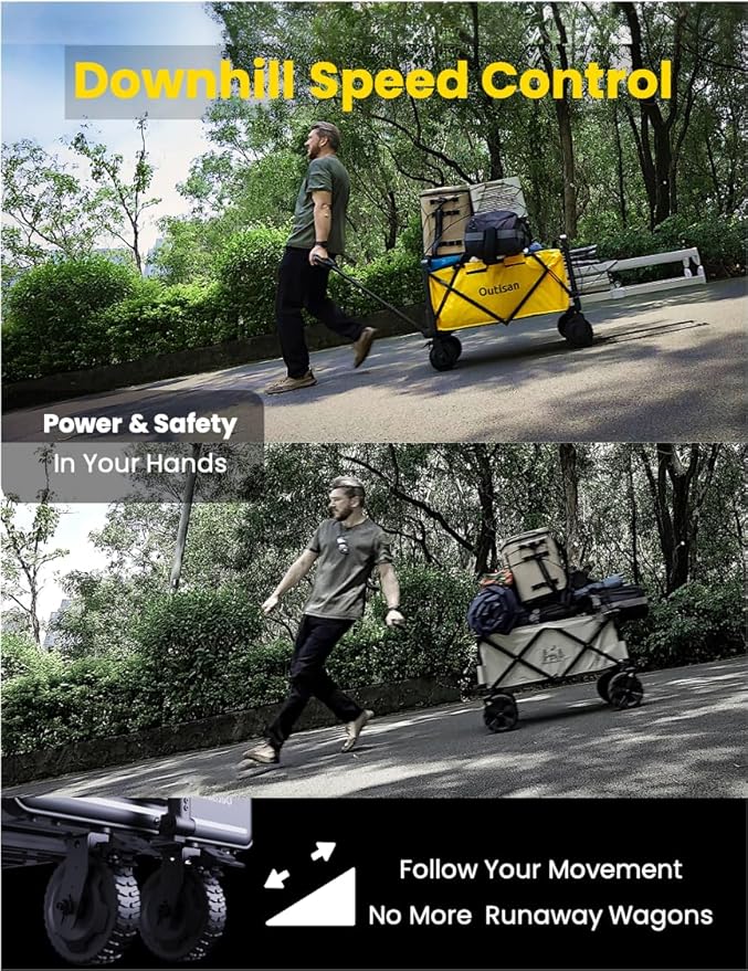 e-Wagon Air Electric Wagon Cart, 300LB Capacity Foldable Wagon with Dual Motor, 9-Mile Range & Swappable Battery, 3-Second Collapsible Utility Cart for Camping, Garden, Slate Gray