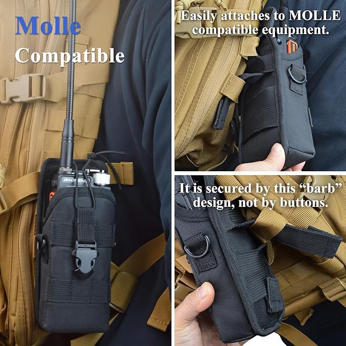 Versatile Walkie Talkie Holster Molle Radio Pouch Large Radio Holder for Motorola Baofeng Cobra Uniden Handheld Two Way Radio Ham CB Radio