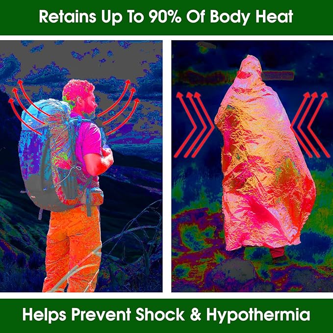 CXYARY 6 Pack Emergency Mylar Thermal Blanket, 84” x 52” Space Blankets, Emergency Thermal Blanket Space Rescue Survival Gear Camping for Outdoors, Hiking, Camping Survival