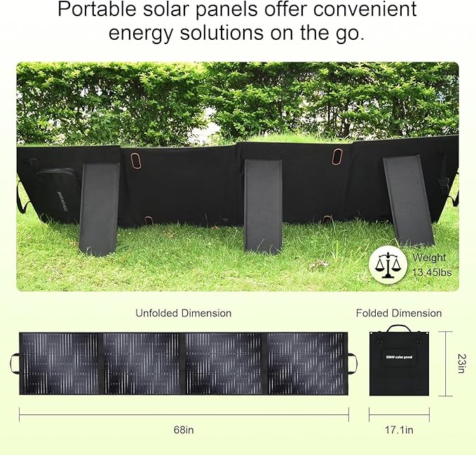 400 Watt Portable Solar Panel 18V, Foldable Solar Panel Design (27.5lbs), 23.4% High-Efficiency Monocrystalline for Portable Power Station, Foldable & Durable, for RV, Camping, Home Backup