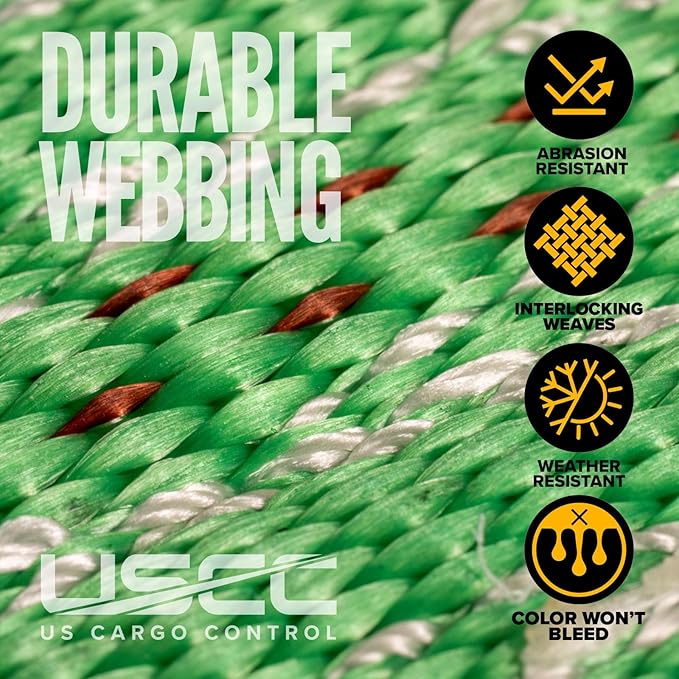 US Cargo Control Wire Hook Ratchet Straps 2 Inch x 12 Foot (4-Pack), 10,000 LBS Break Strength, Ratchet Straps Heavy Duty with Double J Hooks, Green Cargo Tie Downs for Flatbed Trailers and Trucks
