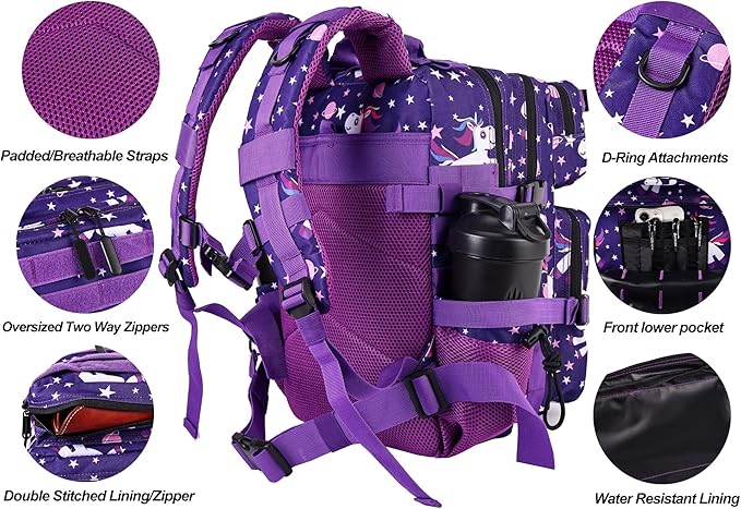LHI Tactical Military Backpack for Men and Women 25L/35L Army Assault Pack Bag Small Rucksack with Bottle Holder