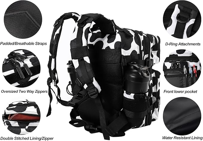 LHI Tactical Military Backpack for Men and Women 25L/35L Army Assault Pack Bag Small Rucksack with Bottle Holder