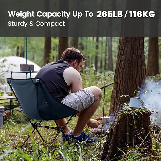 CAMEL CROWN Portable Camping Chair Folding Compact Lawn Lightweight Backpacking Chair with Carry Bag for Outdoor Hiking Beach Travel Picnic Festival Navy Blue