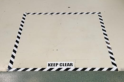 Brady ToughStripe Nonabrasive Diagonal Stripes Floor Marking Tape, 100' Length, 2" Width, Black on White (Pack of 1 Roll) - 104319