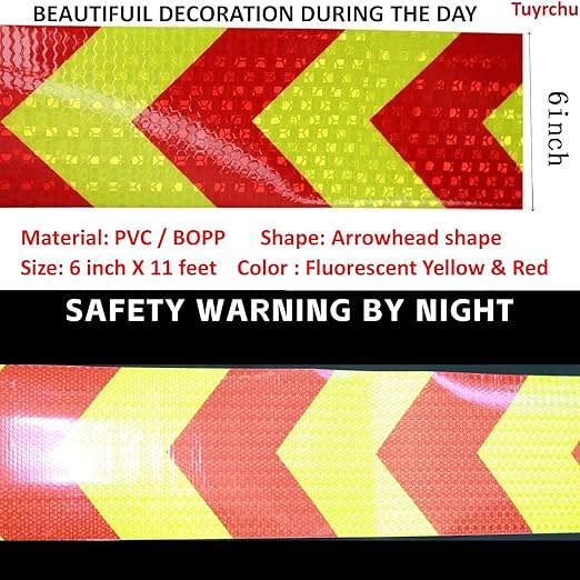 Reflective Tape 6 inch Wide, Outdoor Waterproof Hazard Conspicuity Safety Warning Industrial Marking Tape (11 feet)