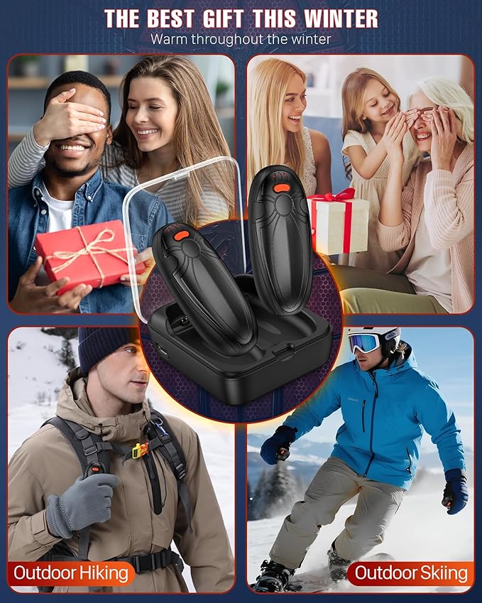 Hand Warmers Rechargerable 2 Pack - 14000mAh Electric AI Handwarmers with Charging Case, Magnetic 2 in 1 Pocket Heater, Stocking Stuffers, Gifts for Women/Christmas/Golf/Camping Accessories