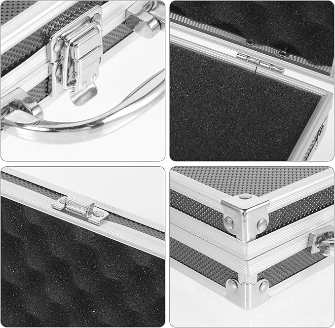Aluminum Alloy Medicine Storage Lockbox Case Foam, Compact Portable Handle, Lockable Briefcase for First Aid Essentials Organization