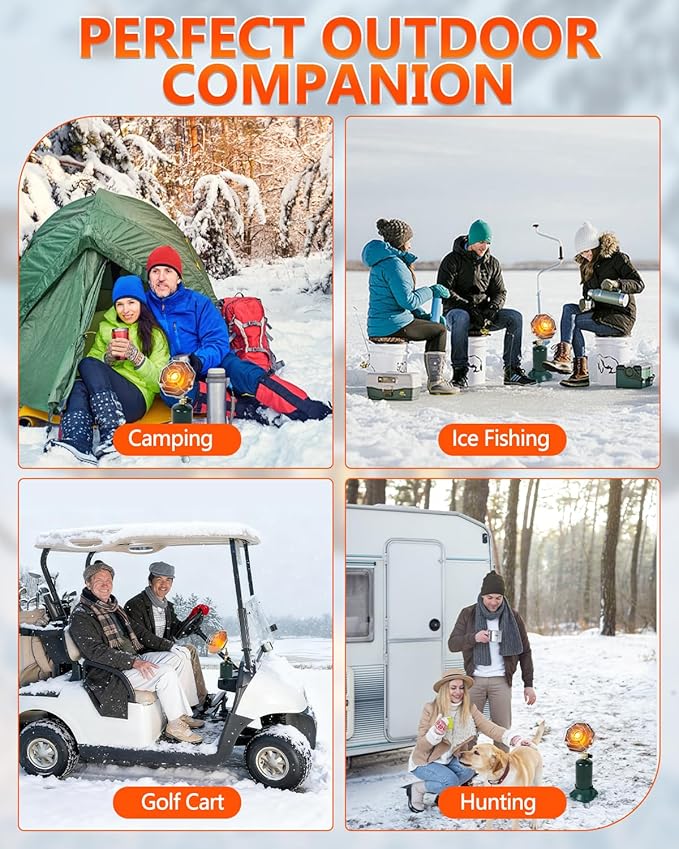 Breeze Touch Portable Propane Heater for Camping, 6200 BTU Outdoor Heater with Foldable Gas Tank Holder and Control Valve, Small Heaters for 1lb Propane Tanks, Suitable for Tent Fishing Hunting