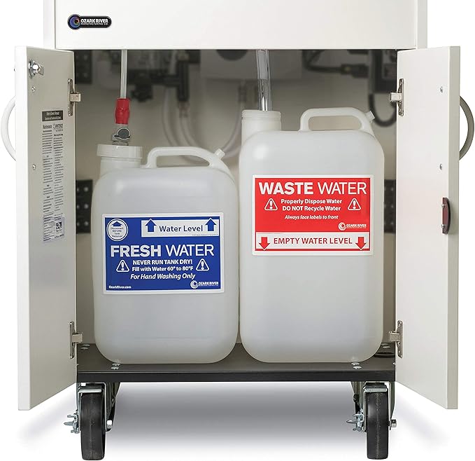 Ozark River Portable Sinks Premier Black, Black Laminate-ABS Sink, Mobile Self Contained Sink, Mobile Hand Washing Station, Portable Sink with Hot Water, Portable Sink Hand Wash Station, 110V