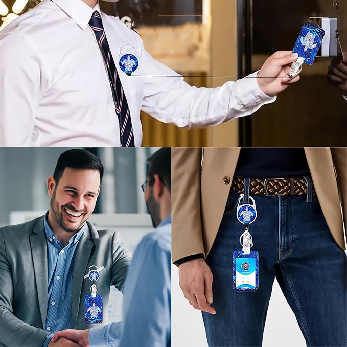 Badge Holder Lanyard Blue sea Turtle ID Card Holders Detachable Name Tag Clips Cute Funny Nurse Teacher Office Gifts Women Man Badge Holder (Sea Turtle)