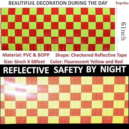 Reflective Tape 6 Inch x 68 Feet, Outdoor Waterproof High Visibility Intensity Adhesive Stickers Strips for Vehicles